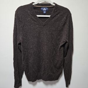 Lands' End Brown Cashmere Sweater Size Medium Speckled Preppy Classic Timeless
